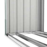 Outsunny Abri-bûches Couvert Support pour Bois de Chauffage Plancher Surélevé Toit Incliné, Acier Galvanisé 213x66,5x150cm Vert(m-9)