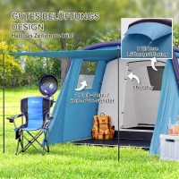 Outsunny Opblaasbare Campingtent 3-6 Personen Outdoor Tunneltent met Zijramen Deur Luchtsteunen 4,4 x 2,8 x 1,95 m Blauw(m-7)