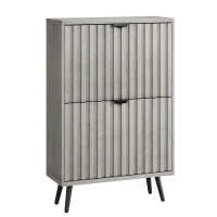 Schuhschrank, platzsparendes Klappdesign, verstellbare Fächer, 60x24x94 cm, Grau(m-1)