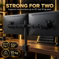HOMCOM Dual Monitor Stand for 2 Screens up to 32", Height Adjustable Monitor Riser with Tilt, Swivel & 360° Rotation(m-6)