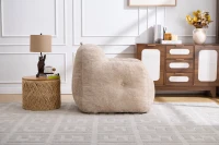 Sitzsack-Sofa mit Armlehnen, zerkleinerter Schaumstofffüllung und Kunstfellbezug für Wohn- und Schlafzimmer, Beige(m-14)