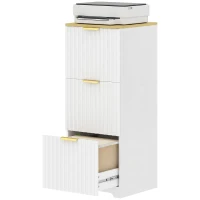 HOMCOM Arquivador Vertical com 3 Gavetas e Barras Ajustáveis para Pastas A4, Móvel de Escritório 39,5 x 40 x 103 cm, Branco(m-11)