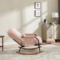 Fauteuil à bascule grand format, dossier réglable et repose-pieds escamotable, poches latérales, coussin rembourré, intérieur et extérieur, Rose(m-19)