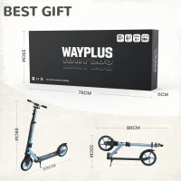 Trottinette pliable dès 6 ans pour enfants, adolescents et adultes, roues 8 pouces, guidon réglable sur 4 niveaux, roulement ABEC9, Bleu bébé(m-3)