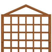 Outsunny Garden Planters with Trellis for Vine Climbing, Distressed Wooden Raised Beds, 90x43x150cm, Brown(m-12)