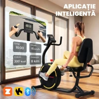 SPORTNOW Bicicletă Fitness Orizontală Magnetică cu Spătar și Monitor LCD(m-4)