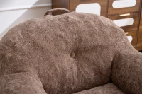 Sitzsack-Sessel mit Armlehnen, Kunstfellbezug, zerkleinerter Schaumstofffüllung, ergonomischer Rückenlehne, 95x95x79 cm, Khaki(m-13)