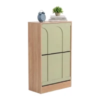 Schuhschrank mit 2 Klappen, schmal, verstellbare Trennwände, Skandi-Design, Grün(m-2)