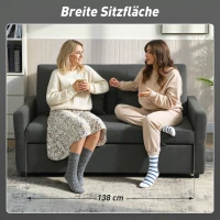 HOMCOM 2-zits slaapbank, 3-in-1 uitschuifbare bank met verstelbare rugleuning en breed zitvlak, donkergrijs(m-7)