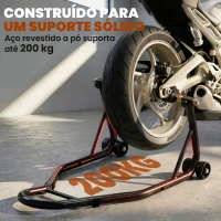 HOMCOM Cavalete para Mota Suporte Traseiro Universal de Aço com Suportes em U e L para Roda 10" 17" 18" Carga 200 kg Preto(m-5)
