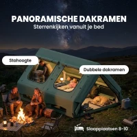 Outsunny Opblaasbare Tent 8-10 Personen Snelle Opzet 4-Seizoenen Waterdicht Krasbestendig Tent met Kachelopening Dakramen(m-6)