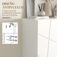 HOMCOM Armario Zapatero con Estantes Ajustables Bisagras de Cierre Suave para 15-20 Pares de Zapatos 72x31,5x95 cm Blanco(m-7)