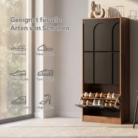 Schmaler Schuhschrank mit 3 Klappen, modernes Skandi-Design, Schwarz(m-7)