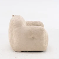 Sitzsack-Sofa mit Armlehnen, zerkleinerter Schaumstofffüllung und Kunstfellbezug für Wohn- und Schlafzimmer, Beige(m-24)