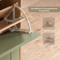 Schuhschrank mit 4 Klappen, schmal, modernes Skandi-Design, 98,5x24x85 cm, Schwarz/Grün(m-7)