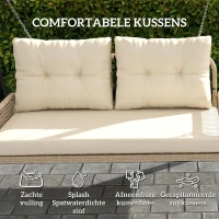 Outsunny Hollywoodschommel 2-Zits Rattan Tuinschommel met Kussens Ketens Tot 240 kg 115 x 66 x 44 cm Beige(m-5)