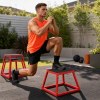 SPORTNOW Conjunto Boxes Pliométricos Trapezoidais Antiderrapantes 30,5-61 cm Vermelho(m-2)