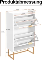 Schuhschrank mit 2 Klappen, schmal, verstellbaren Trennwänden und Kippschutz, 50x24x103,5 cm, Weiß(m-2)