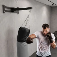 SPORTNOW Boxsack Wandhalterung 5-fach verstellbar Boxsack Ständer mit 360°-Drehhaken 4 Ketten, Stahl für Home Gym(m-4)