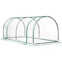 Outsunny kas, kweekkas met deur, koude kas, plantenkas, plantenteelt, staal PVC, 200 x 100 x 80 cm(m-9)