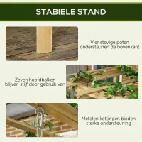 Outsunny schommelbank met pergola, 2-zits tuinschommel, massief hout, naturel(m-6)
