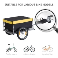 HOMCOM Two-Wheel Bicycle Large Cargo Wagon Trailer Oxford Fabric, Folding Storage, & Removable Cover, Yellow(m-6)