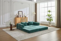 Wandelbares Bodenschlafsofa, modulares Design, Chenillebezug, ohne Montage, 200x100x63 cm, Dunkelgrün(m-18)