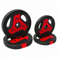 SPORTNOW Conjunto 4 Discos de Ginásio com Alças 20 kg Furo 2,5 cm Preto e Vermelho(m-14)