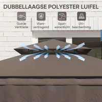 Outsunny Grillpaviljoen 242x149x248 cm Waterafstotend Vlamvertragend Tuinpaviljoen met Dubbellagig Dak Koffie(m-5)