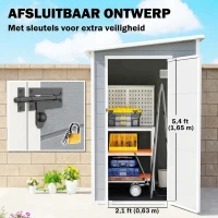 Outsunny Tuinschuur Metaal, Aluminium, Ruime Tuinschuur Met Slot, Ventilatie En Daglicht, 122x149x192/177 Cm, Grijs(m-7)