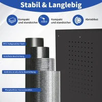 Armoire à outils mobile étroite en métal, porte verrouillable, 2 tiroirs et roulettes pivotantes, Noir(m-9)