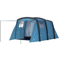 Outsunny Opblaasbare Campingtent 3-6 Personen Outdoor Tunneltent met Zijramen Deur Luchtsteunen 4,4 x 2,8 x 1,95 m Blauw(m-10)