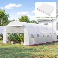 Outsunny Bâche de Rechange Serre Tunnel 18 m², bâche 6L x 3l x 2H m PE Anti-UV imperméable 12 fenêtres + Porte Enroulable zippée(m-14)