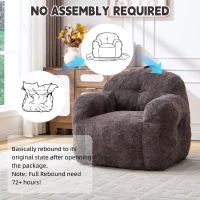 Sitzsack-Sofa mit Armlehnen, zerkleinerter Schaumstofffüllung und Kunstfell, 95x95x79 cm, Dunkelgrau(m-6)