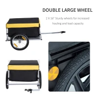 HOMCOM Two-Wheel Bicycle Large Cargo Wagon Trailer Oxford Fabric, Folding Storage, & Removable Cover, Yellow(m-4)