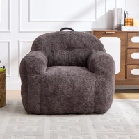 Sitzsack-Sofa mit Armlehnen, zerkleinerter Schaumstofffüllung und Kunstfell, 95x95x79 cm, Dunkelgrau(m-2)