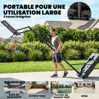 SPORTNOW Panier de Basket Extérieur Portable, Hauteur Réglable 2,35-3,05 m, Base Stable Remplissable, Sac de Poids, Roues, Noir(m-6)