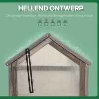Outsunny Mini-broeikas, Compact plantenhuis van hout, Polycarbonaat panelen, Ventilatieopening, 90L x 52B x 49,5H cm, Grijs(m-6)