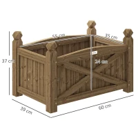 Outsunny Jardinera de Madera Elevada para Cultivar Plantas Flores Hierba para Jardín Balcón Terraza 60x39x37 cm Café Oscuro(m-3)