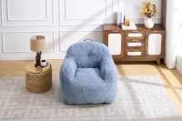 Sitzsack-Sessel mit Armlehnen, Kunstfellbezug und hochelastischer Schaumstofffüllung, für Wohnzimmer und Leseecke, 95x95x79 cm, Blau(m-18)