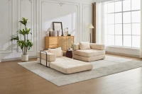 Wandelbares modulares Boden-Schlafsofa aus Chenille, klappbare Sofa- und Matratzenfunktion, 200x100x63 cm, Beige(m-13)