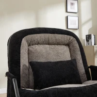 Fauteuil à bascule grand format, dossier réglable, repose-pieds escamotable, coussin rembourré, poches latérales, intérieur et extérieur, Noir+Gris(m-13)