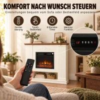 HOMCOM Elektrokamin mit Kaminsims und Ablage, 1800 W, freistehend, mit einstellbarem Flammeneffekt und Fernbedienung(m-7)