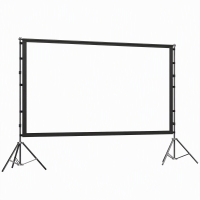 HOMCOM 254 cm 16:9 HD 4K/8K projectiescherm met standaard, draagbaar dubbelzijdig projectiescherm met inklapbare statieven, wit