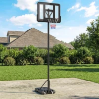 HOMCOM Panier de Basket Extérieur Portable, Hauteur Réglable 1,6-3,05 m, Base Stable Remplissable, Support pour Ballon, Noir(m-2)
