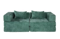 Wandelbares Bodenschlafsofa, modulares Design, Chenillebezug, ohne Montage, 200x100x63 cm, Dunkelgrün(m-20)