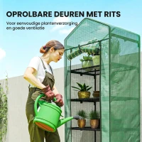 Outsunny Mini-Kas voor Bloemen of Groente, Staal, Kunststof, 69L x 49B x 193H cm, Groen(m-6)