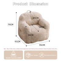 Sitzsack-Sofa mit Armlehnen, zerkleinerter Schaumstofffüllung und Kunstfellbezug für Wohn- und Schlafzimmer, Beige(m-3)