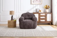 Sitzsack-Sofa mit Armlehnen, zerkleinerter Schaumstofffüllung und Kunstfell, 95x95x79 cm, Dunkelgrau(m-20)