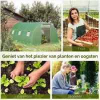 Outsunny Buitenkas met raam donkergroen 4,5 x 3 m(m-7)